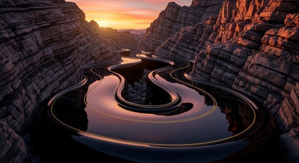 Obsidian Straße in Felslandschaft