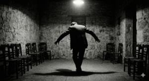 Ein Mann tanzt den Zeibekiko, griechischer Tanz, der alleine getanzt wird.